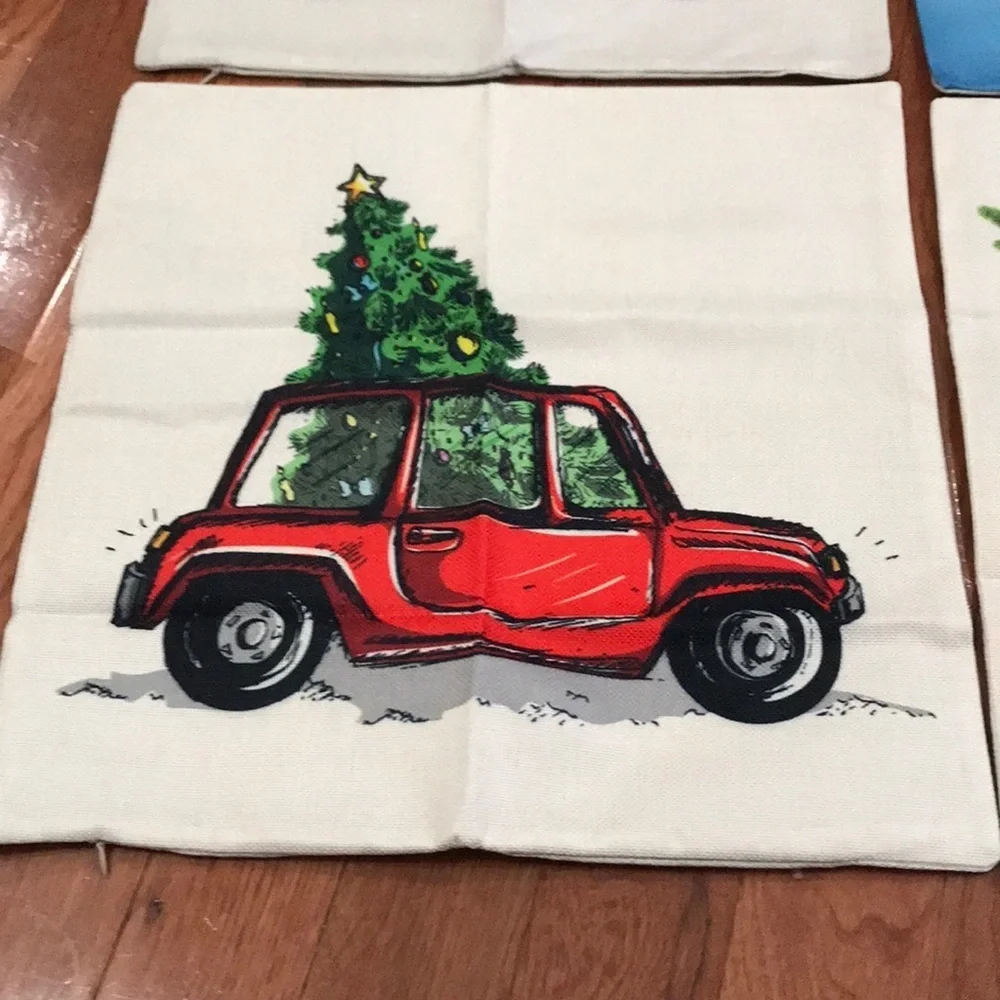 New Set/4 Christmas truck pillow covers